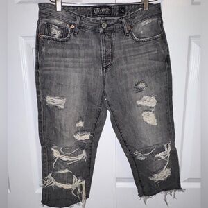 Lucky Brand Sienna Slim Boyfriend Cropped Jeans Distressed Gray